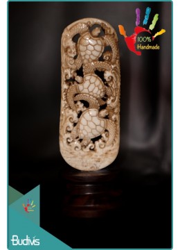 Image of Cheap Hand Carved Bone Turtle Scenery Ornament Manufactured Home Decoration Source: CV.Budivis in Bali, Indonesia