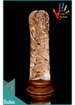 wholesale bali 100 % In Handmade Dragonwith Bird Hand Carved Bone Scenery Ornament Manufactured, Home Decoration