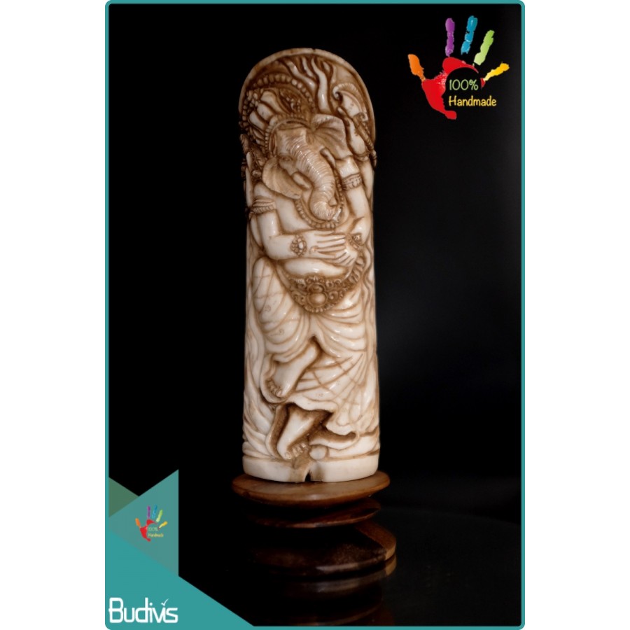 Bali Hand Carved Bone Ganesha Scenery Ornament Top