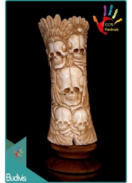 wholesale bali Wholesale Indian Skull Hand Carved Bone Scenery Ornament Manufactured, Home Decoration