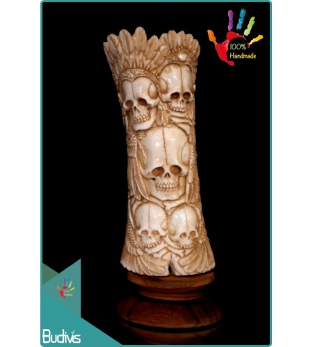 Wholesale Indian Skull Hand Carved Bone Scenery Ornament Manufactured