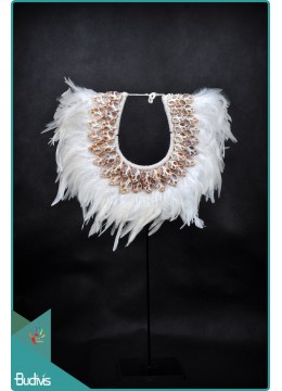 wholesale bali Manufacturer Tribal Necklace Feather Shell Decorative On Stand Home Decor Interior, Home Decoration