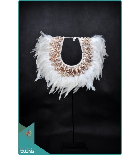 Manufacturer Tribal Necklace Feather Shell Decorative On Stand Home Decor Interior