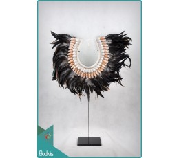 Image of Cheap Tribal Necklace Feather Shell Decorative On Stand Decor Interior Home Decoration Source: CV.Budivis in Bali, Indonesia