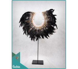 Image of Best Selling Tribal Necklace Feather Shell Decorative On Stand Home Decor Interior Home Decoration Source: CV.Budivis in Bali, Indonesia