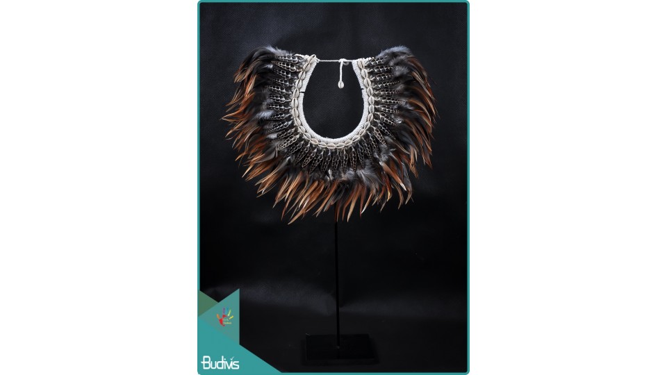 Affordable Tribal Necklace Feather Shell Decorative On Stand Decor Interior
