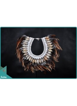 wholesale bali Factory Tribal Necklace Feather Shell Decorative On Stand Interior, Home Decoration