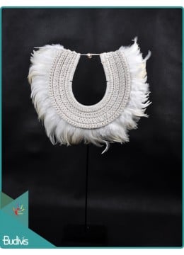wholesale bali Latest Model Tribal Necklace Feather Shell Decorative On Stand Interior, Home Decoration