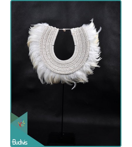 Latest Model Tribal Necklace Feather Shell Decorative On Stand Interior