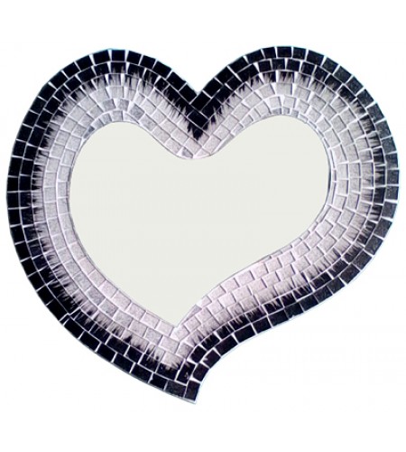Antique Mirror Heart Glass Mosaic, Antique Love Glass Mosaic Wooden Hand Carved Mirror, Glass Heart Mosaic Wall Mirror, Vintage Celestial Glass Heart Mosaic Wooden Mirror