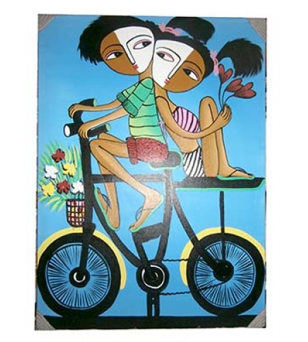 Couple in Bike Painting