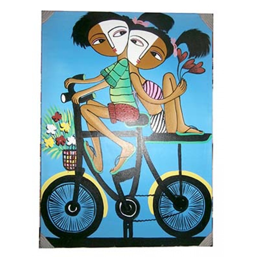 Couple in Bike Painting