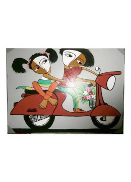 wholesale bali Couple in Bike Painting, Home Decoration