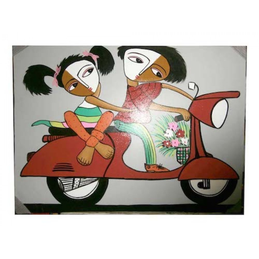 Couple in Bike Painting