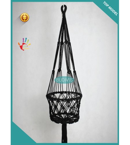 Black Large Size Eco Live Planter Hanging Macrame, Macrame Plant Hanger, Planter Tree Macrame, Hanging Garden Planter