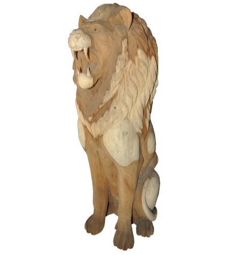 Wood Carving Lion Statue