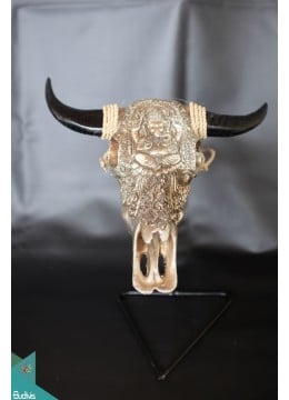 wholesale bali Artificial Resin Buffalo Skull Head Wall Decoration Silver - Marta, Home Decoration