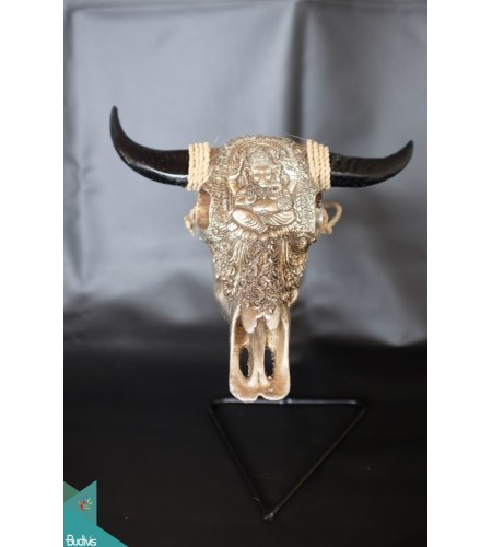 Artificial Resin Buffalo Skull Head Wall Decoration Silver, Resin Figurine Custom Handhande, Statue Collectible Figurines Resin