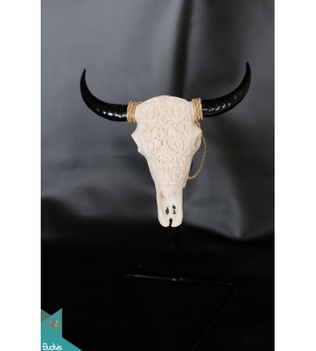 Artificial Resin Buffalo Skull Head Wall Decoration Painting, Resin Figurine Custom Handhande, Statue Collectible Figurines Resin