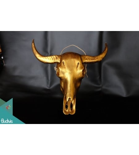 Artificial Resin Buffalo Skull Head Wall Decoration Gold , Resin Figurine Custom Handhande, Statue Collectible Figurines Resin