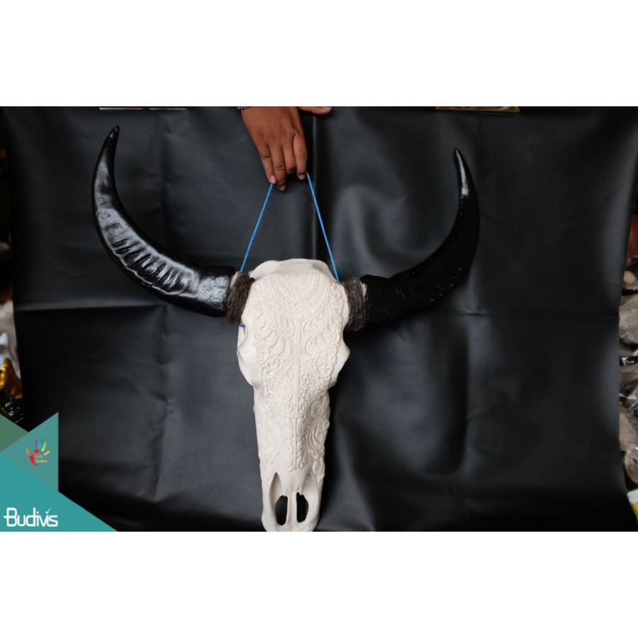 Artificial Bali Resin Skull Cow Carved Home Decor - Marta