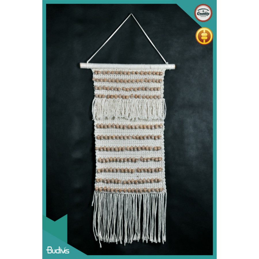 Bali Wall Hanging Macrame With Cowrie Shell Natural Rope