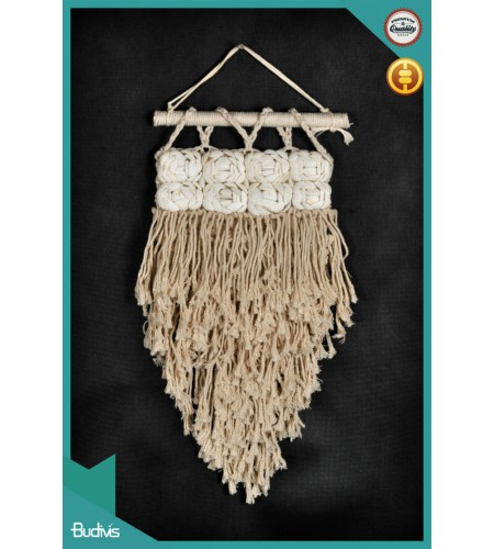 New! Mini Wall Hanging With Shell Ornament Natural Rope