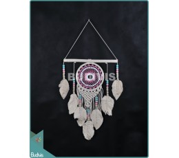 Image of Affordable Dream Catcher Mandala Tapestry Bohemian Hippie With Feather Pink Cream Cotton Rope Home Decoration Source: CV.Budivis in Bali, Indonesia