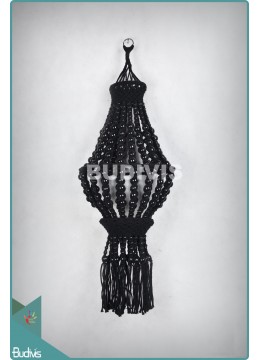 Image of Manufacturer Black Lampshade Wooden Bead Hippie Macrame Bohemian Home Decoration Source: CV.Budivis in Bali, Indonesia