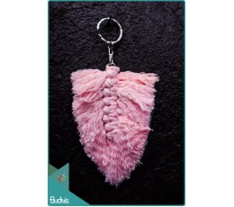 Image of Boho Macrame Feather Keychain Pink Keychain Source: CV.Budivis in Bali, Indonesia
