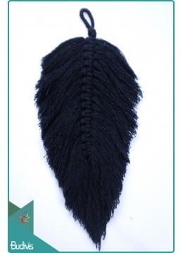 wholesale bali Black Boho Macrame Feather Keychain, Keychain