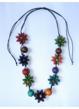 wholesale bali Wood Flower Necklace, Necklaces