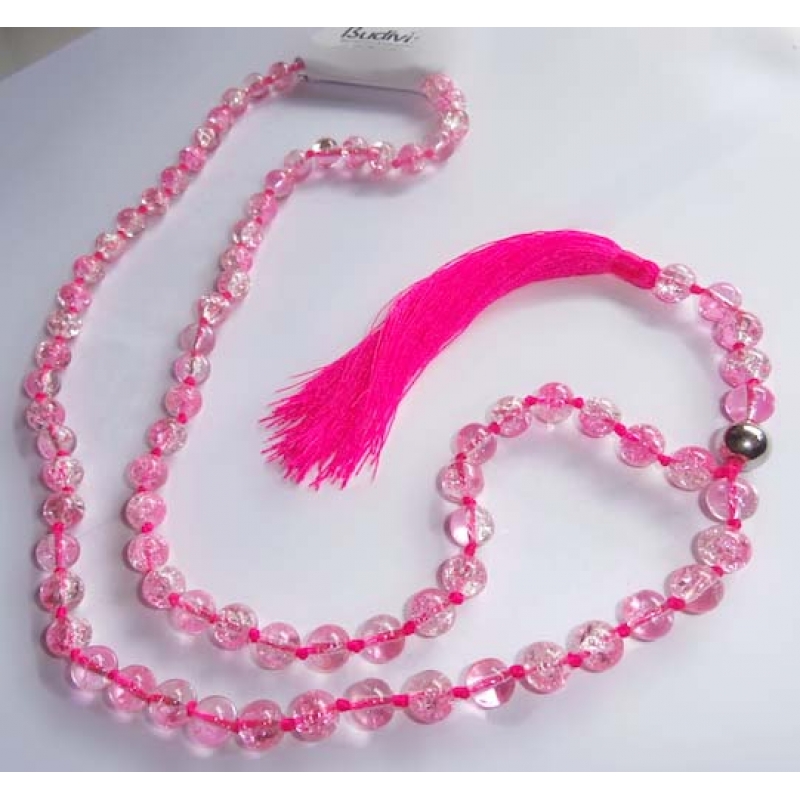 Long Glass Bead Tassel Necklace