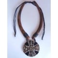Wood Choker Pendant Necklace Made in Indonesia