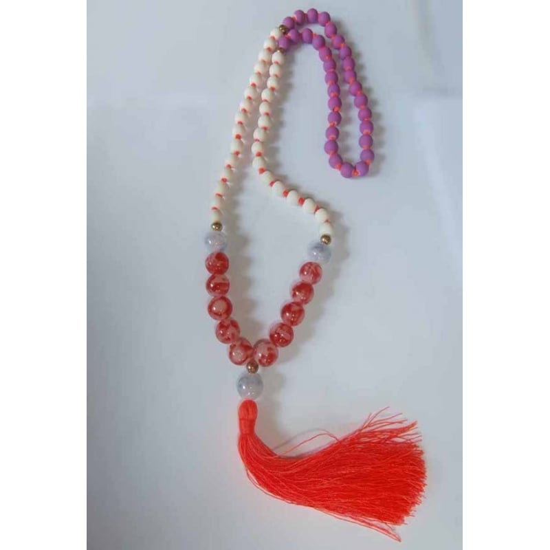 Beaded Tassel Necklace Stone