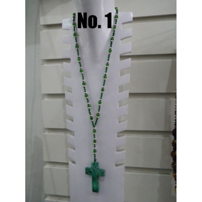 Beaded Necklace Stone Cross