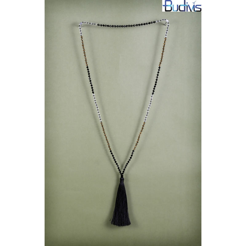 Beaded Tassel Necklace Crystal