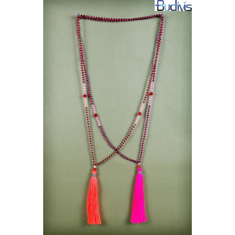 Beaded Tassel Necklace Crystal