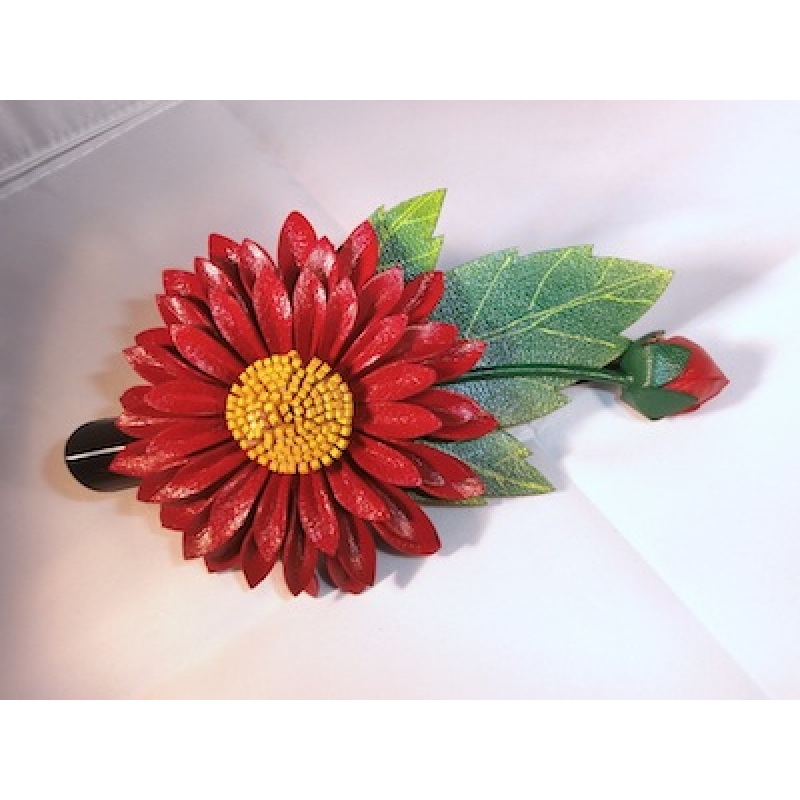 Hair Clip Leather Flower