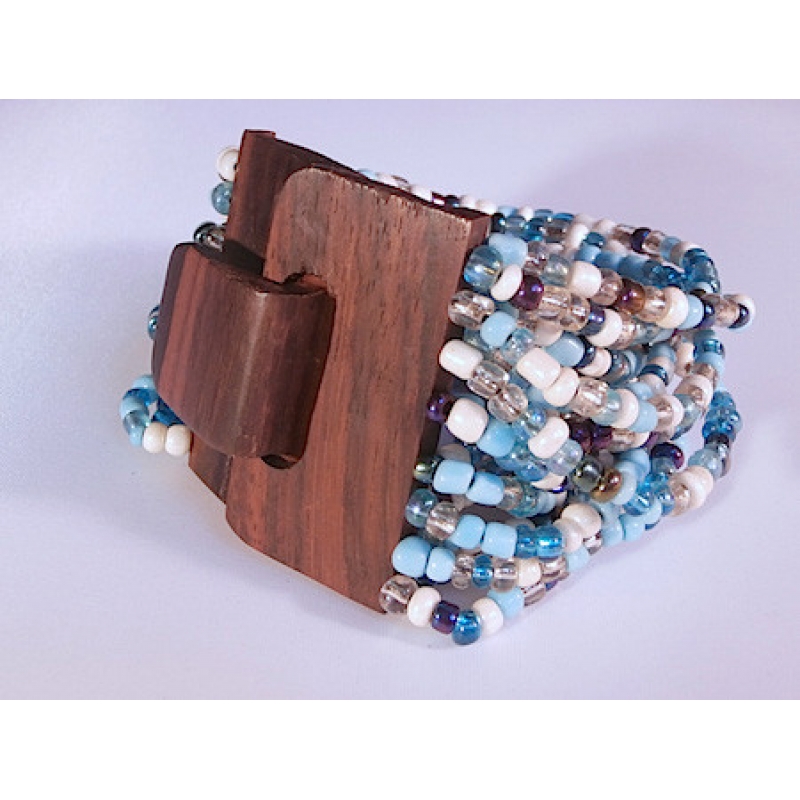 Beaded Bracelet Wood Clasp