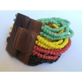 Beaded Bracelet Wood Clasp