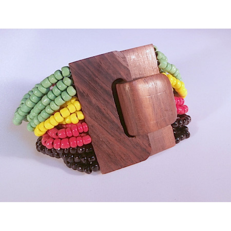 Beaded Bracelet Wood Clasp