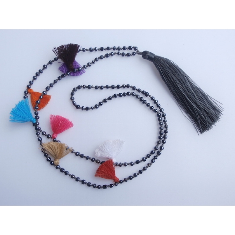 Multi Beaded Tassel Necklace