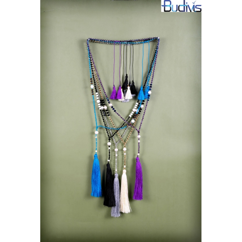 Beaded Tassel Necklace Crystal