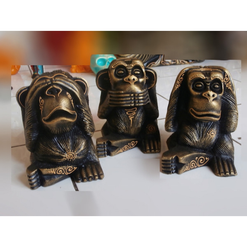 Best Seller Resin Mongkey Set 3 Artificial Resin Buffalo Skull Head Wall Decoration, Resin Figurine Custom Handhande, Statue Collectible Figurines Resin