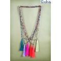 Long Beaded Crystal Tassel Necklace