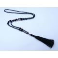 Long Beaded Crystal Tassel Necklace