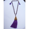 Long Beaded Crystal Tassel Necklace