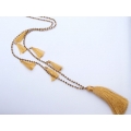 Long Beaded Crystal Tassel Necklace