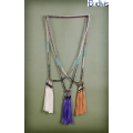 Long Beaded Gems Tassel Necklace